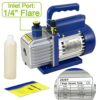 ZENY 3,5CFM Single-Stage 5 Pa Rotary Vane Economy Vacuum Pump 3 CFM 1/4HP Air Conditioner Refrigerant HVAC Air Tool R410a 1/4" Flare Inlet Port, Blue