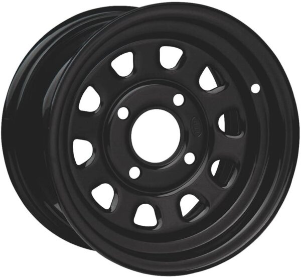 ITP Delta Steel Wheel - 12x7 - 5+2 Offset - 4/110 - Black , Bolt Pattern: 4/110, Rim Offset: 5+2, Wheel Rim Size: 12x7, Color: Black, Position: Front/Rear D12F511