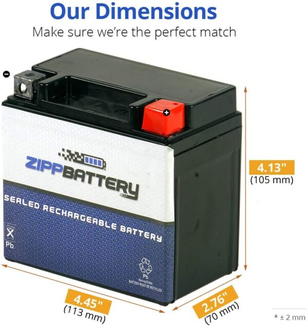 Rechargeable YTZ7S Power Sports Battery - Replacement Motorcycle Battery, 180 CCA, High Performance, Zipp Battery