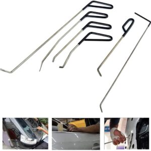 WHDZ PDR Rods Auto Body Dent Repair Hail Damage Removal Tools Dent Hammer for Door Dings Hail Repair and Dent Removal (6 Pieces)
