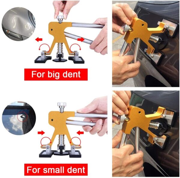 GLISTON Paintless Dent Puller – Golden Dent Puller Kit, 35pcs Dent Remover Tools with Adjustable Width Dent Repair Tools for Car, DIY Auto Body Dent Repair