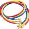 LIYYOO Air Conditioning Refrigerant Charging Hoses with Diagnostic Manifold Gauge Set for R410A R22 R404 Refrigerant Charging,1/4" Thread Hose Set 60" Red/Yellow/Blue (3pcs) with 2 Quick Coupler