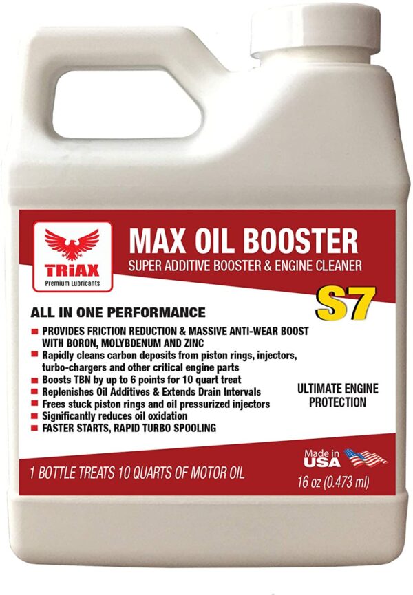 Triax S7 MAX Oil Booster - Engine Sludge Cleaner, TBN Booster, Friction Modifier, Viscosity Stabilizer, Oxidation Inhibitor - All in One. (16 oz)