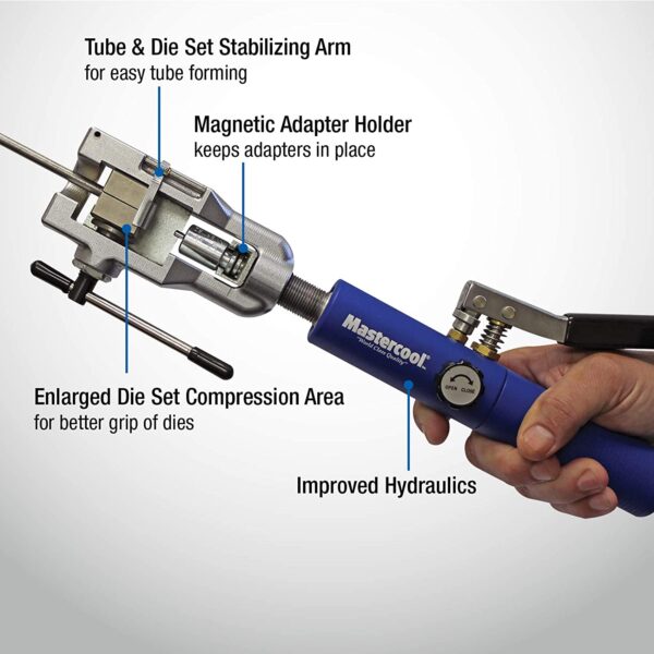 MASTERCOOL 72475-PRC Universal Hydraulic Flaring Tool Set with Tube Cutter, Blue and Silver