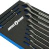 Garage Ready Wrench Organizer Tray - Holds 12 SAE or Metric Combination or Gear Wrenches (Black/Blue)
