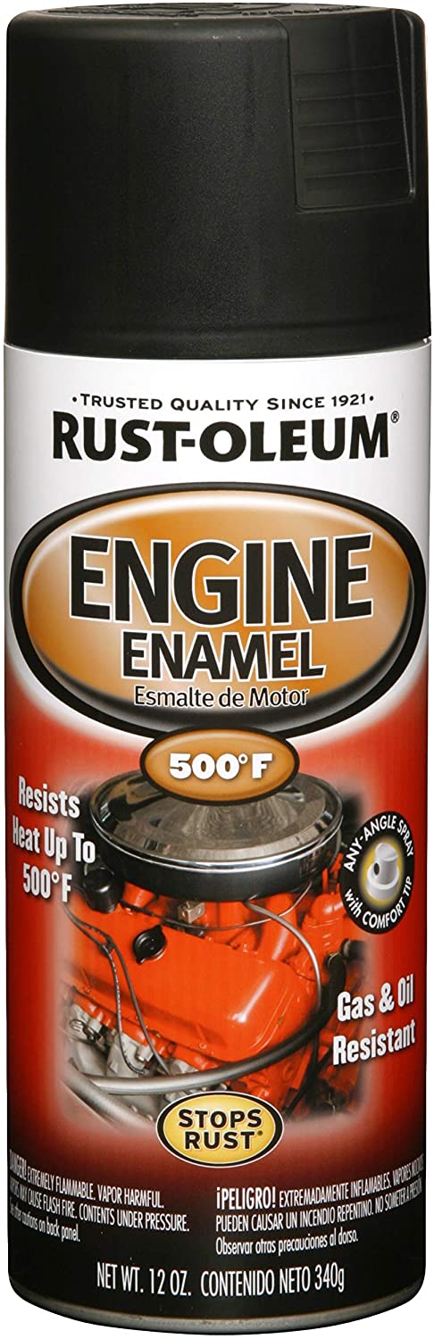 Rust-Oleum 248936 Automotive 12-Ounce 500 Degree Engine Enamel Spray Paint, Semi Gloss Black
