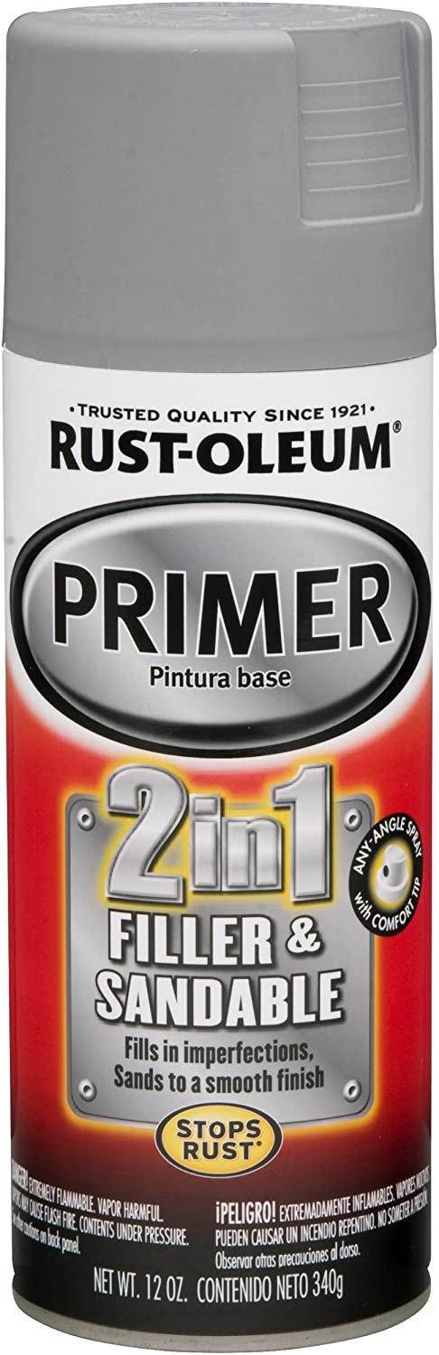 Rust-Oleum 260510 Automotive 2-in-1 Filler & Sandable Primer, 12 Oz, Gray